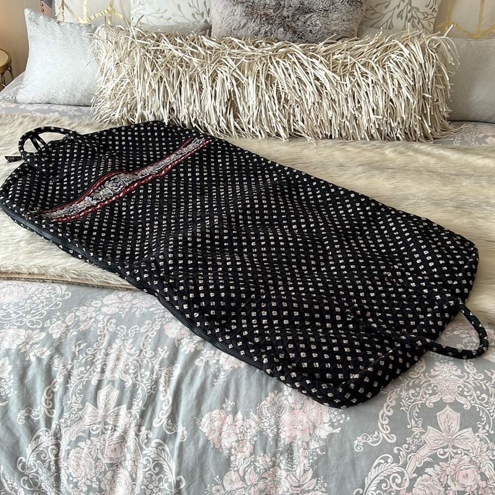 Vintage VERA BRADLEY Classic Black Travel Hanging Garment Bag Red White Floral